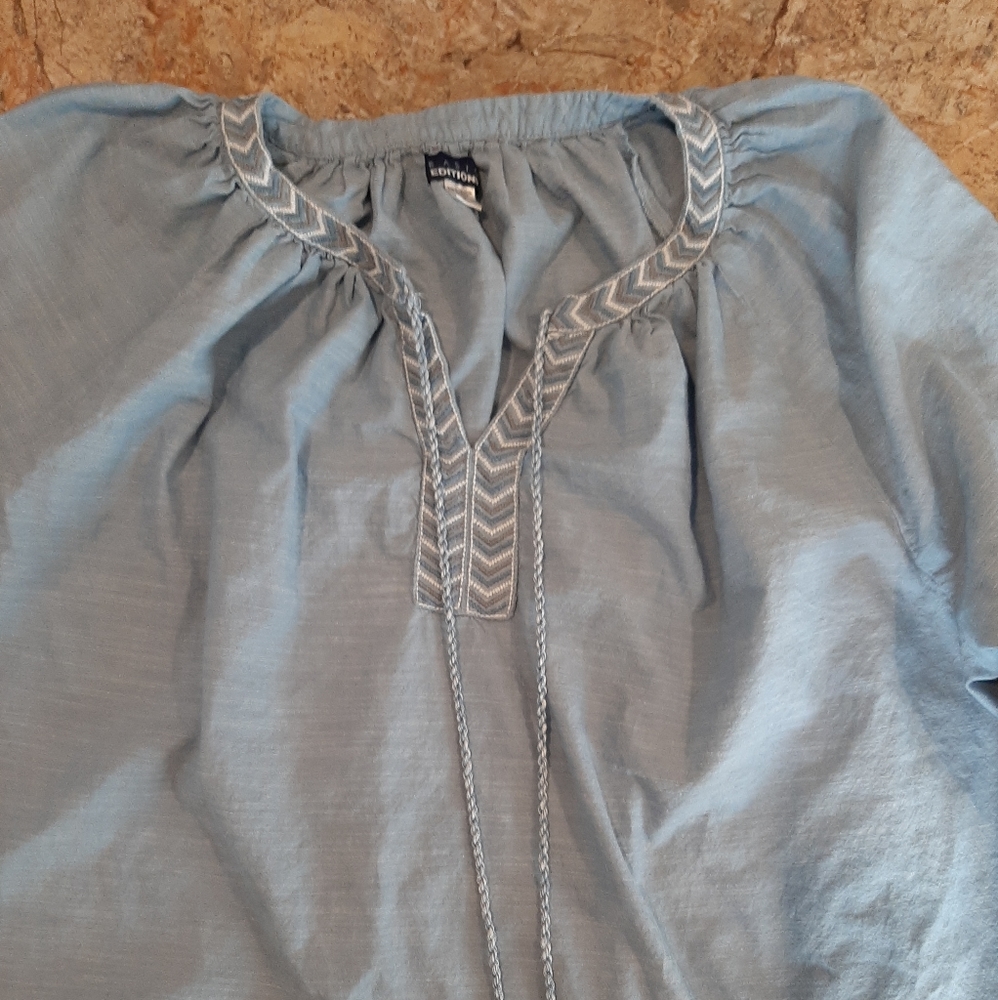 Boho chambray shirt Basic Editions 3/4 sleeve